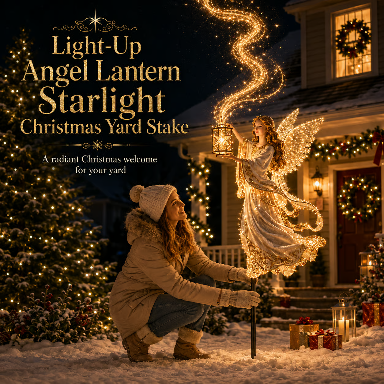 Light-Up Angel Lantern Starlight Christmas Yard Stake-HandPrint
