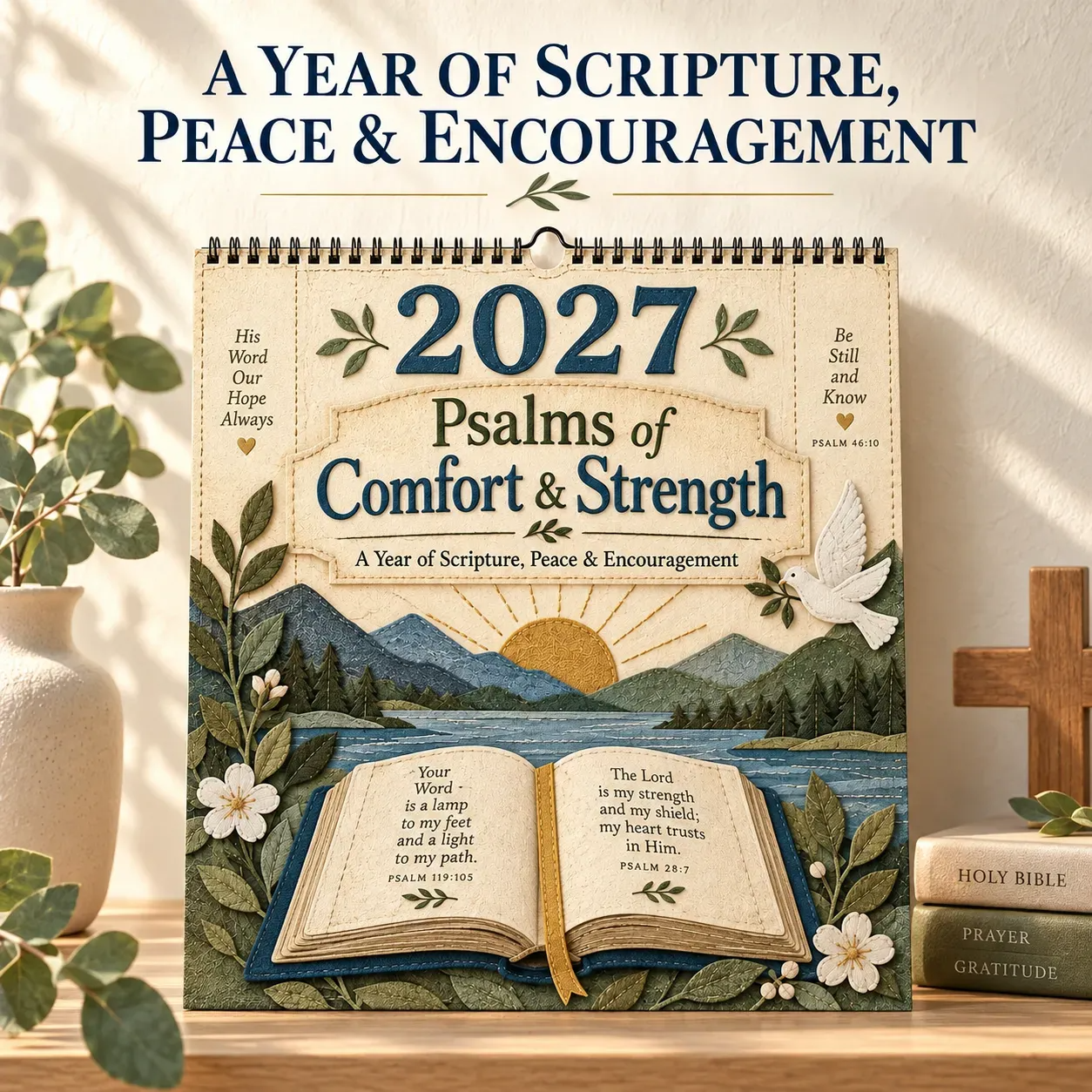 ✝️ 2027 Psalms Wall Calendar | Monthly Scripture & Christian Artwork-HandPrint