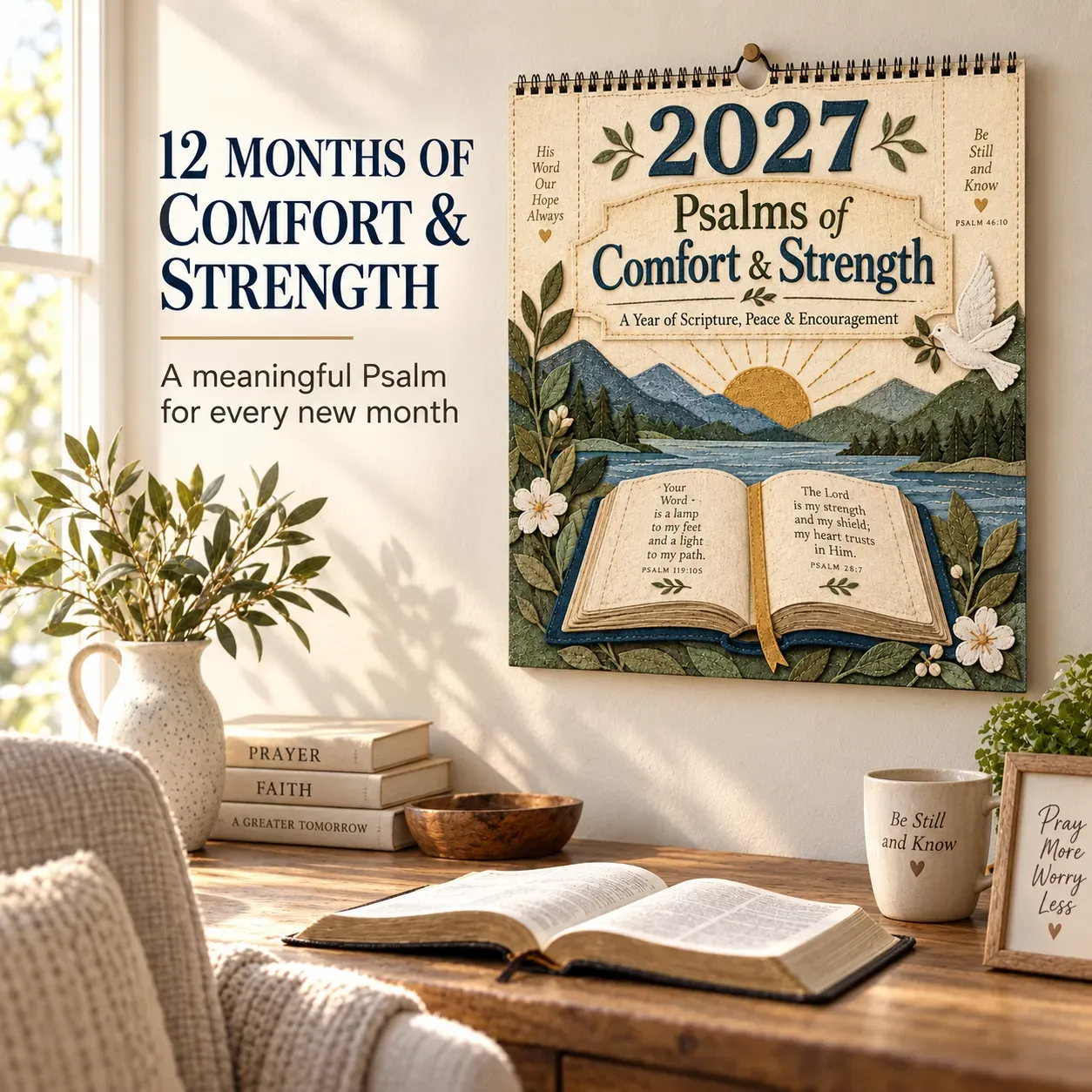 ✝️ 2027 Psalms Wall Calendar | Monthly Scripture & Christian Artwork-HandPrint