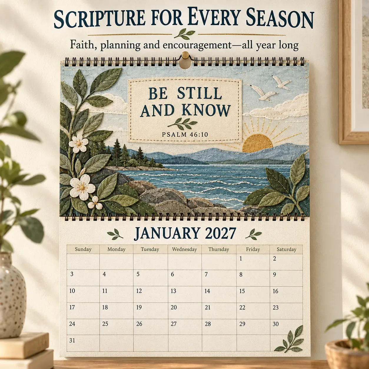 ✝️ 2027 Psalms Wall Calendar | Monthly Scripture & Christian Artwork-HandPrint