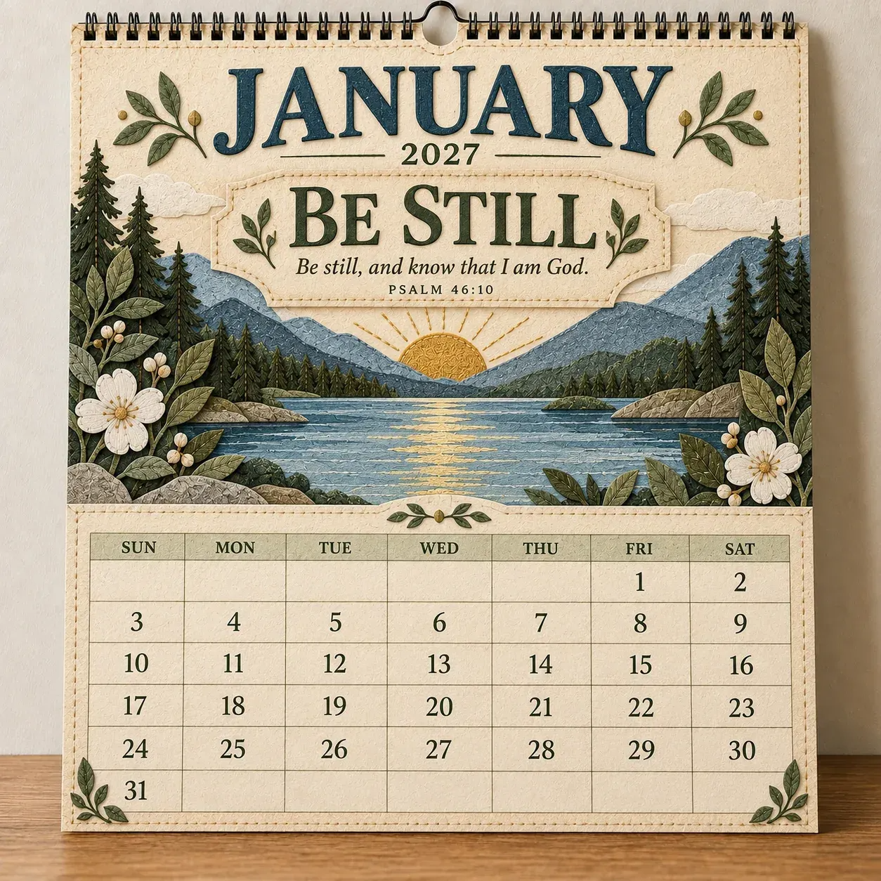 ✝️ 2027 Psalms Wall Calendar | Monthly Scripture & Christian Artwork-HandPrint