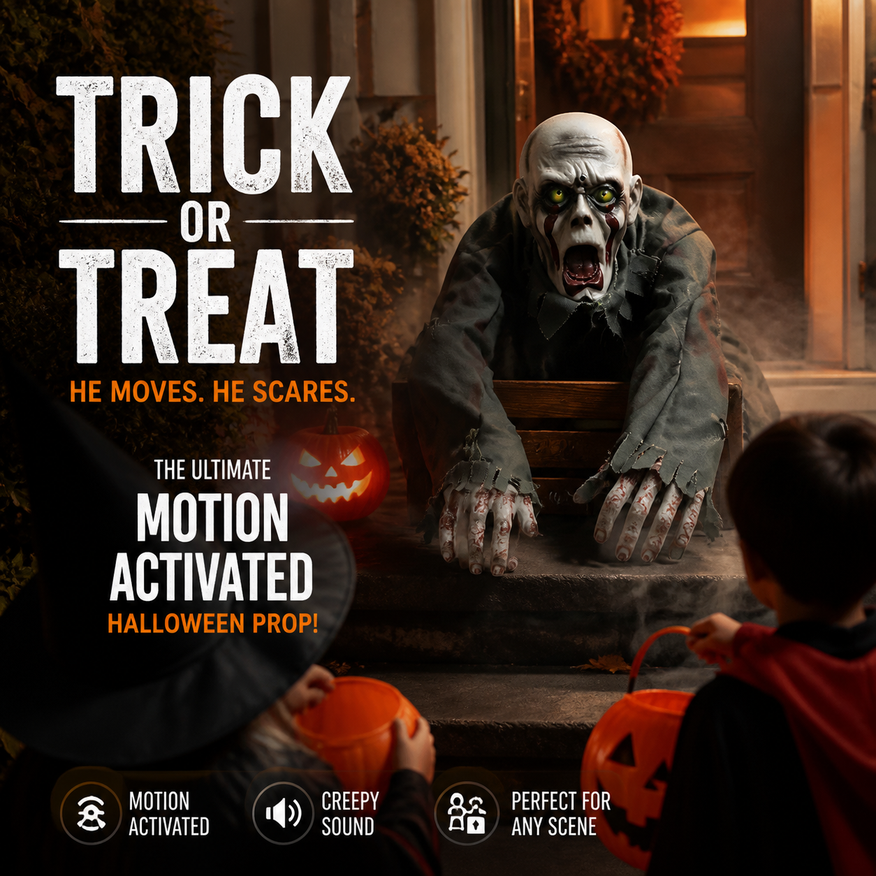 👻 Animated Crawling Halloween Ghost with Light & Sound-HandPrint