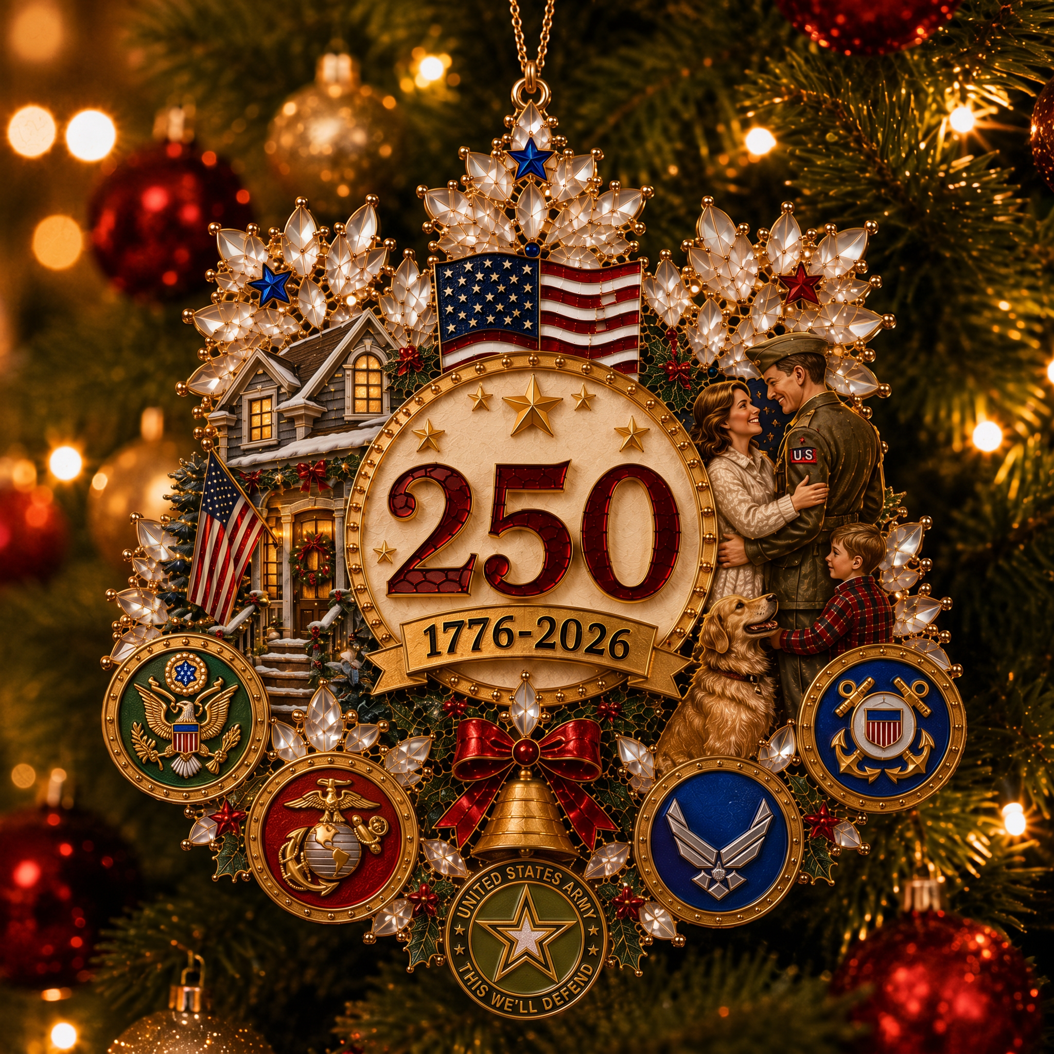 🔥LAST DAY 75% OFF!!🔥 America 250 Crystal Snowflake Heritage Ornament™-HandPrint