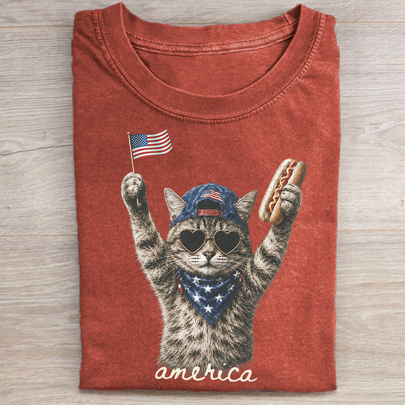 Patriotic Cat T-shirt-NaturexCraft