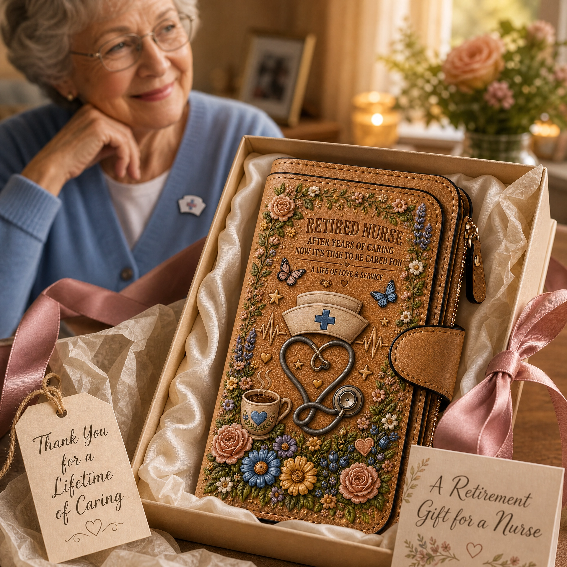 Retired Profession Wallet – In Honor of a Lifetime of Dedication and Care-HandPrint