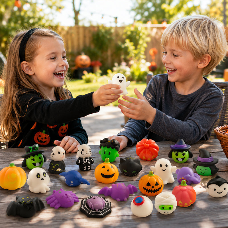 🎃 24/36/50PCS Halloween Squishies Toy Set Cute Pumpkin, Ghost & Bat Fidget Toys | Soft Sensory Stress Relief Gifts & Party Favors-HandPrint