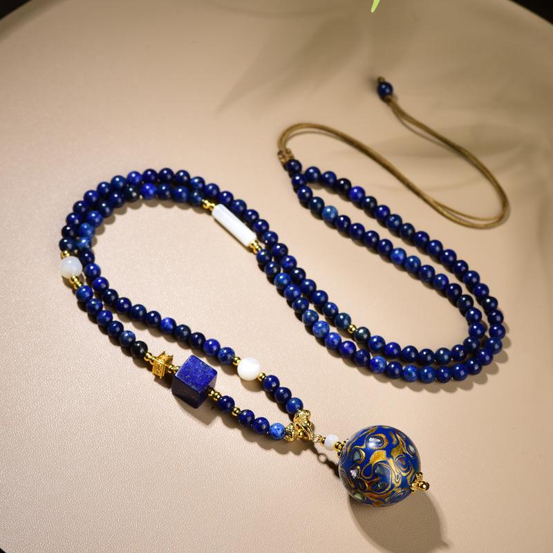 Lapis Lazuli Lacquer Bead Necklace