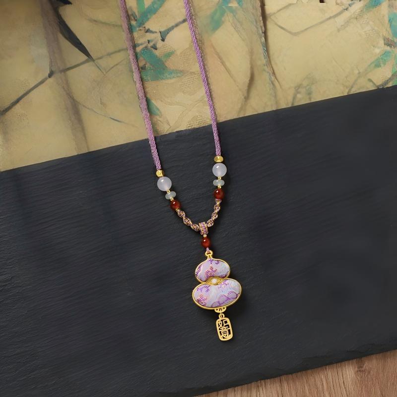 Purple Song Brocade Gourd Necklace 