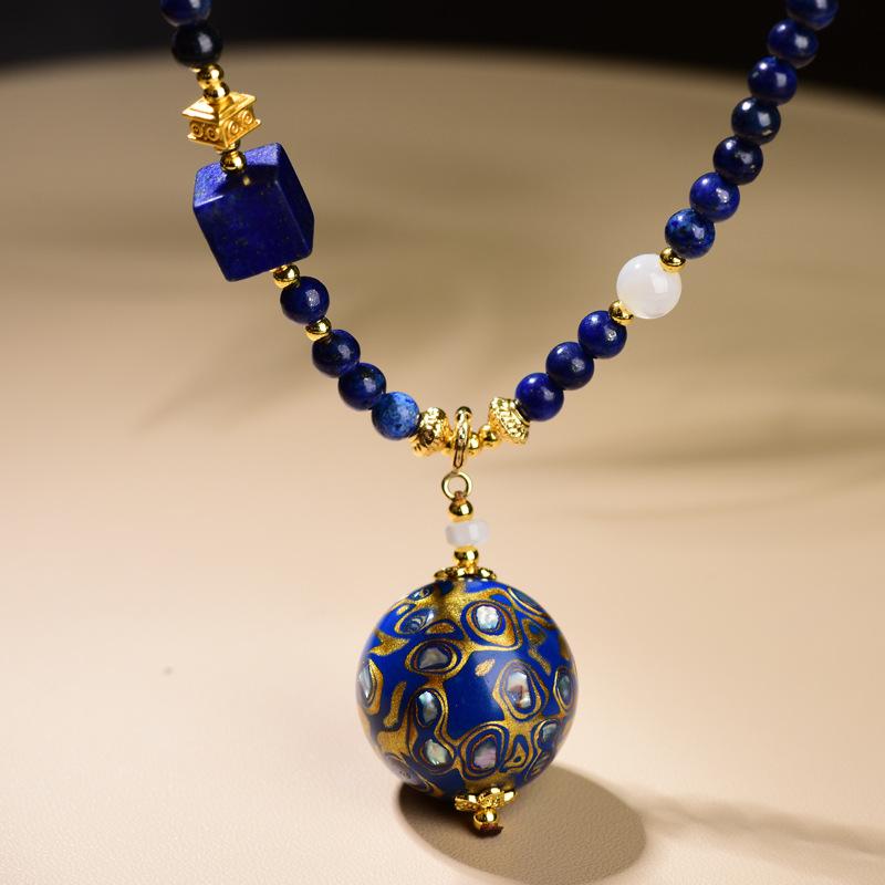 Lapis Lazuli Lacquer Bead Necklace