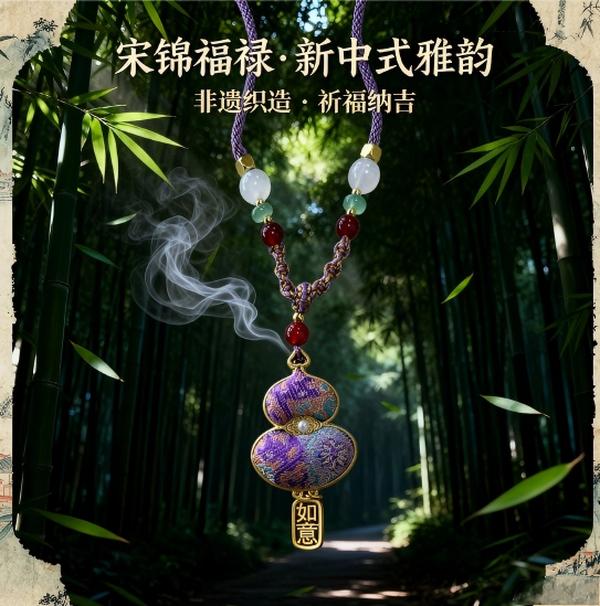 Purple Song Brocade Gourd Necklace 