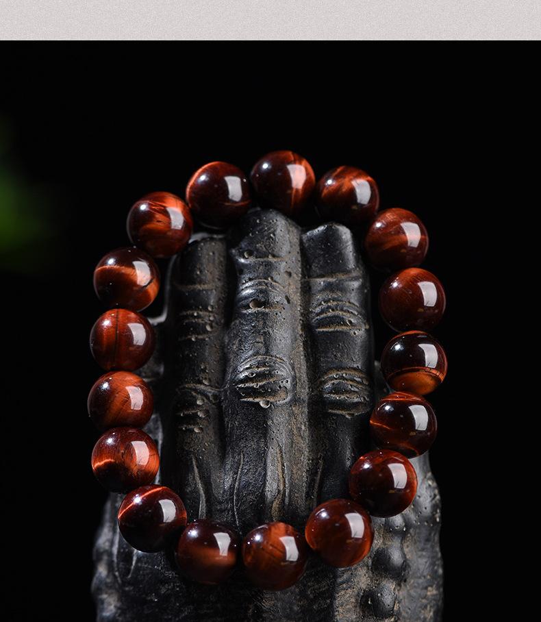 Red Tiger's Eye Beaded Bracelet Natural Gemstone Elastic Bracelet Unisex Men Women Crystal Energy Stone Jewelry Gift