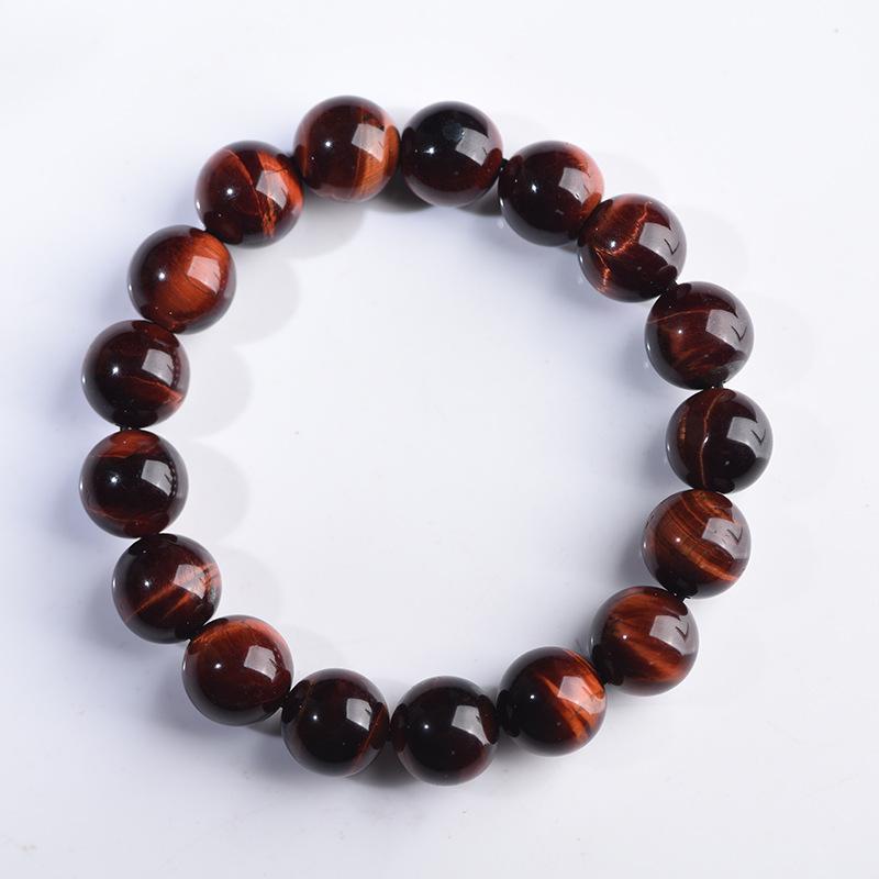 Red Tiger's Eye Beaded Bracelet Natural Gemstone Elastic Bracelet Unisex Men Women Crystal Energy Stone Jewelry Gift