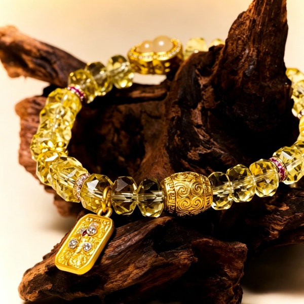 Natural Citrine Beaded Bracelet