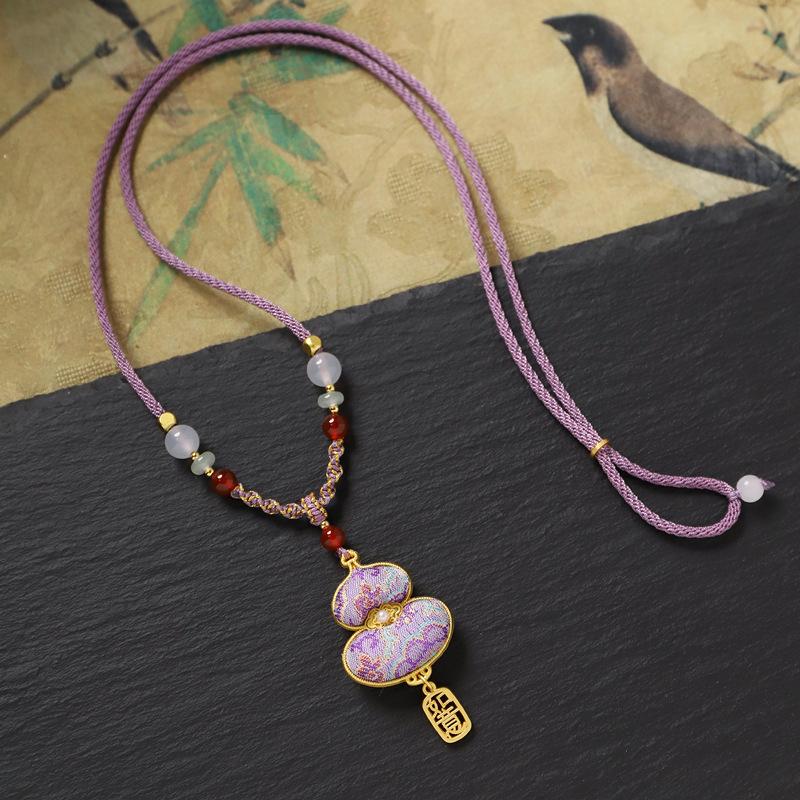 Purple Song Brocade Gourd Necklace 