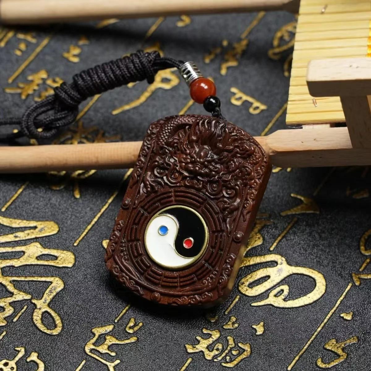 Unisex Hand-Carved Jujube Wood Pendant 