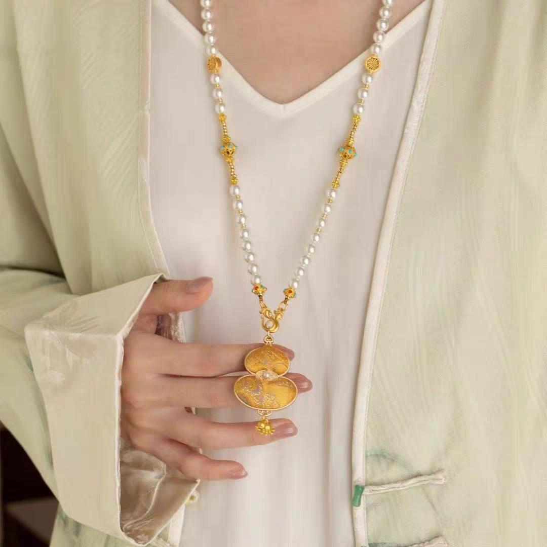 Yellow Woven Gourd Necklace