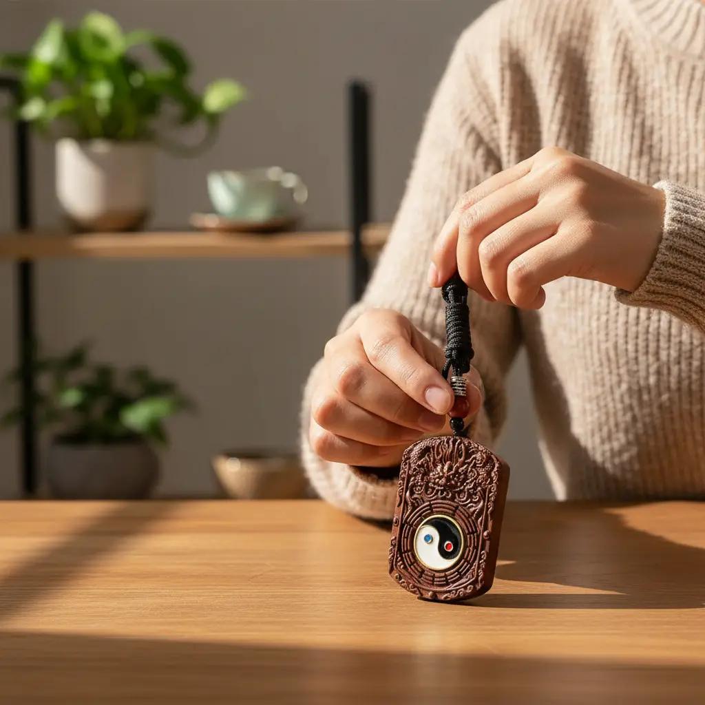 Unisex Hand-Carved Jujube Wood Pendant 