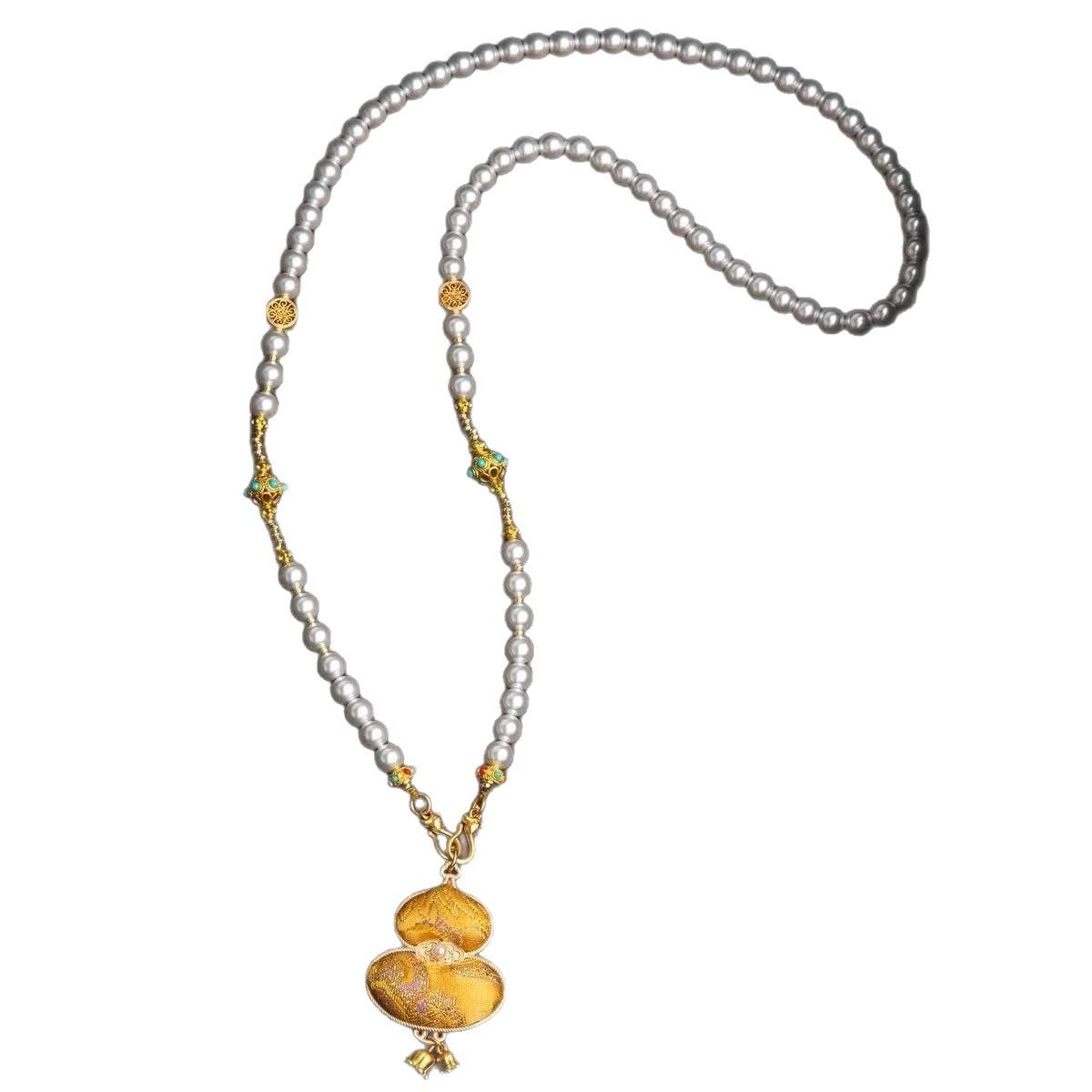 Yellow Woven Gourd Necklace |
