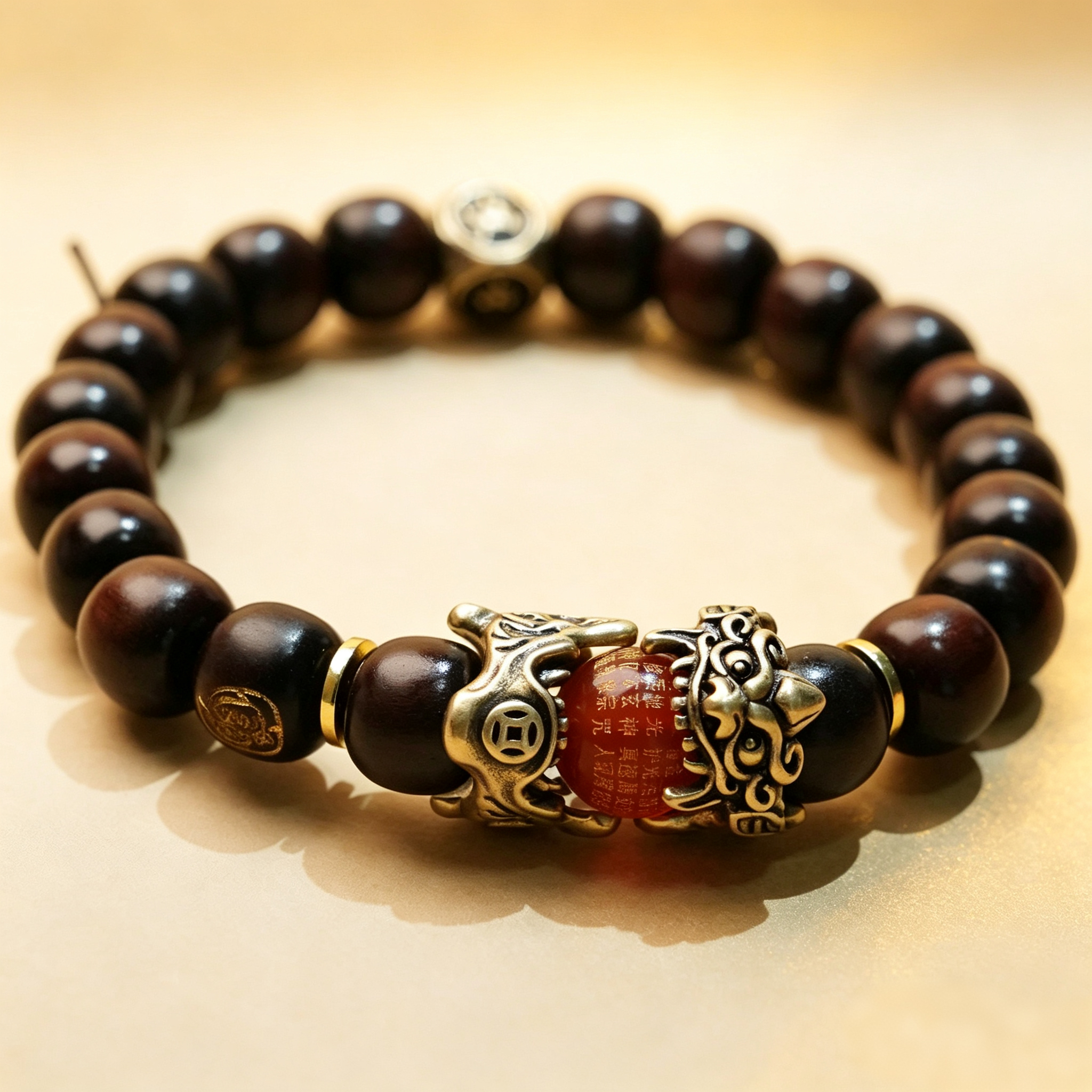 7 Auspicious Beast Golden Light Mantra Bracelet