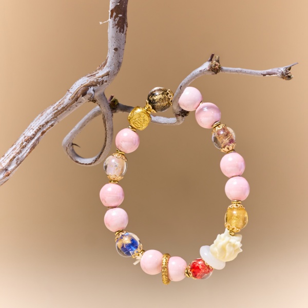 Fox pink porcelain incense ash bracelet