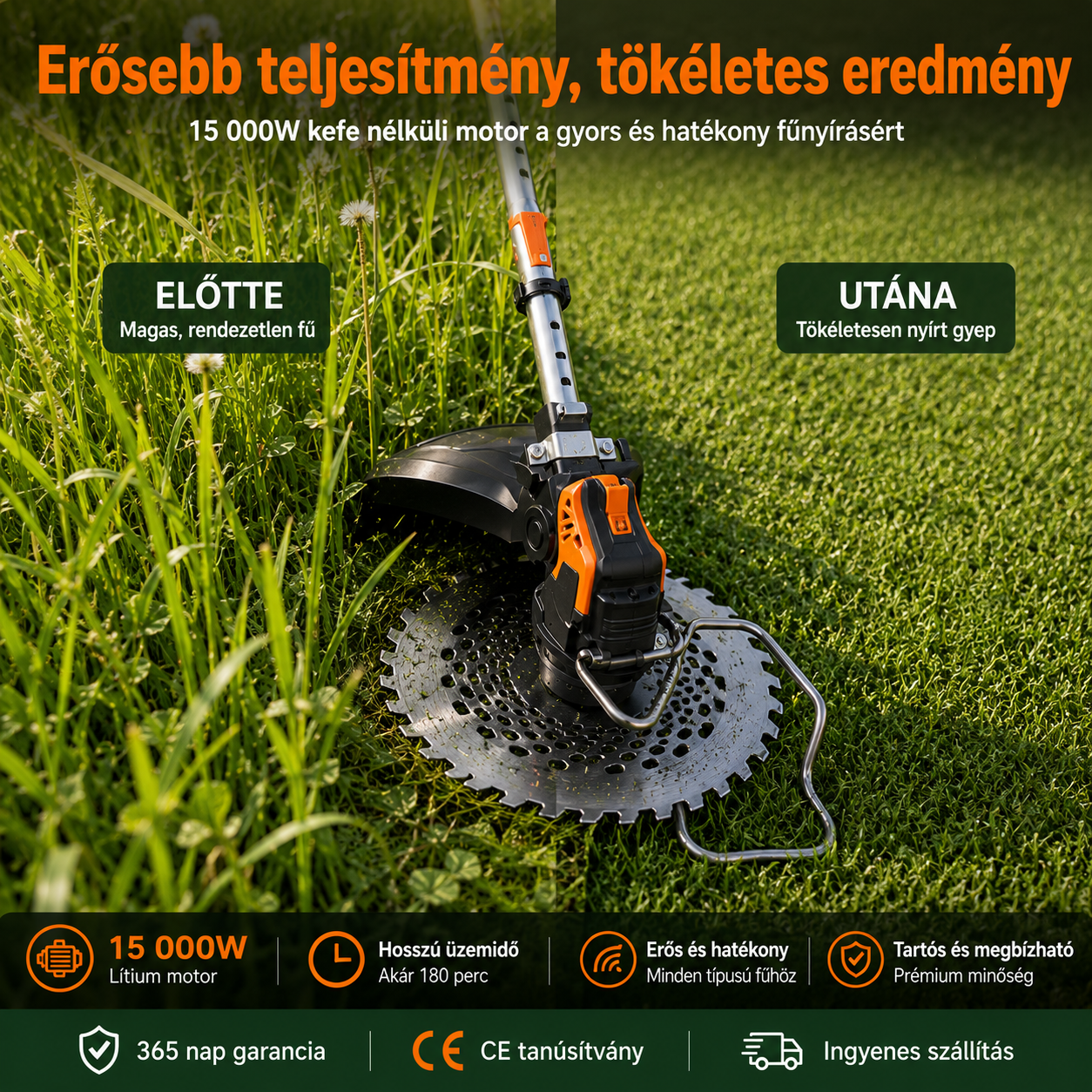 STIHL 15000W Akkumulátoros Kefe Nélküli Multifunkciós Fűkasza | 9 az 1-ben Kerti Szerszám