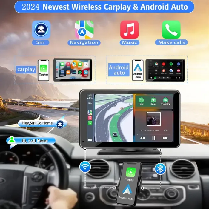 Hieha 2026-os, továbbfejlesztett vezeték nélküli CarPlay autórádió tapadókorongos rögzítéssel, tolatókamerával és zökkenőmentes MirrorLink funkcióval; fekvő és álló módot is támogat – DealsforYouDays