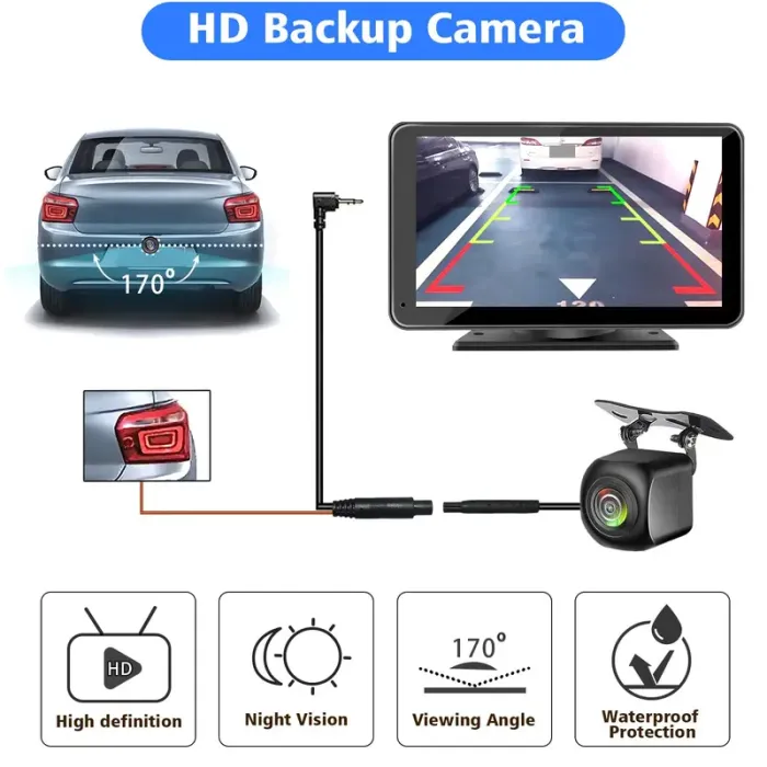 Hieha 2026-os, továbbfejlesztett vezeték nélküli CarPlay autórádió tapadókorongos rögzítéssel, tolatókamerával és zökkenőmentes MirrorLink funkcióval; fekvő és álló módot is támogat – DealsforYouDays