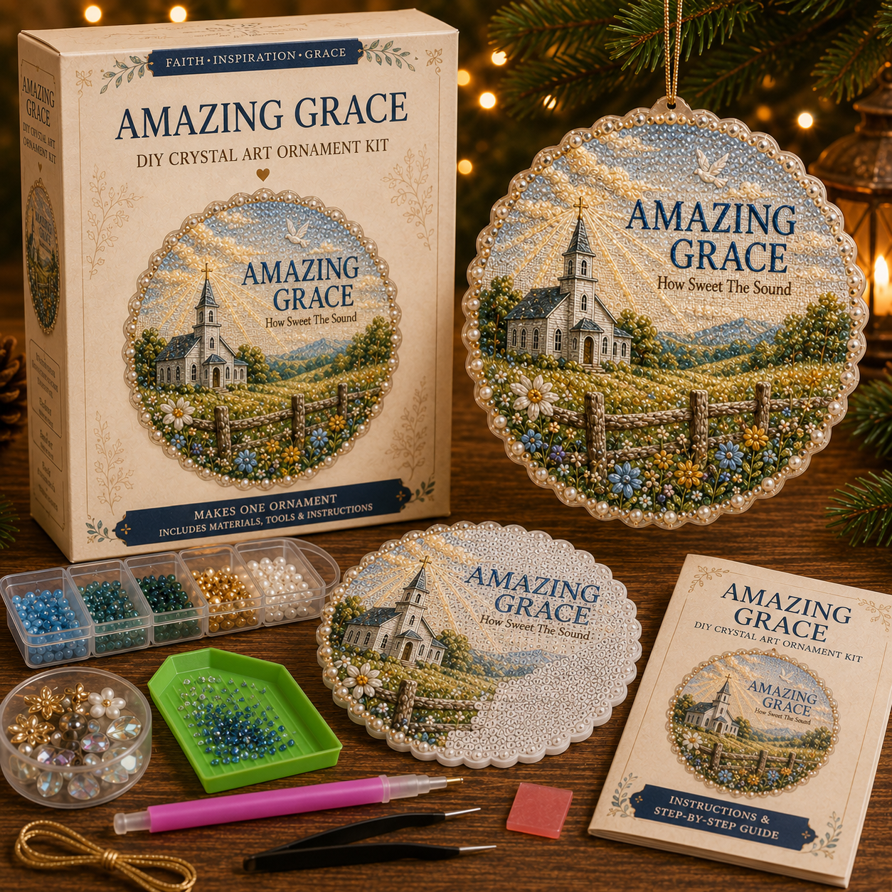 🎵 Classic Hymns Pearl Diamond Art Hanging Ornament Kit
