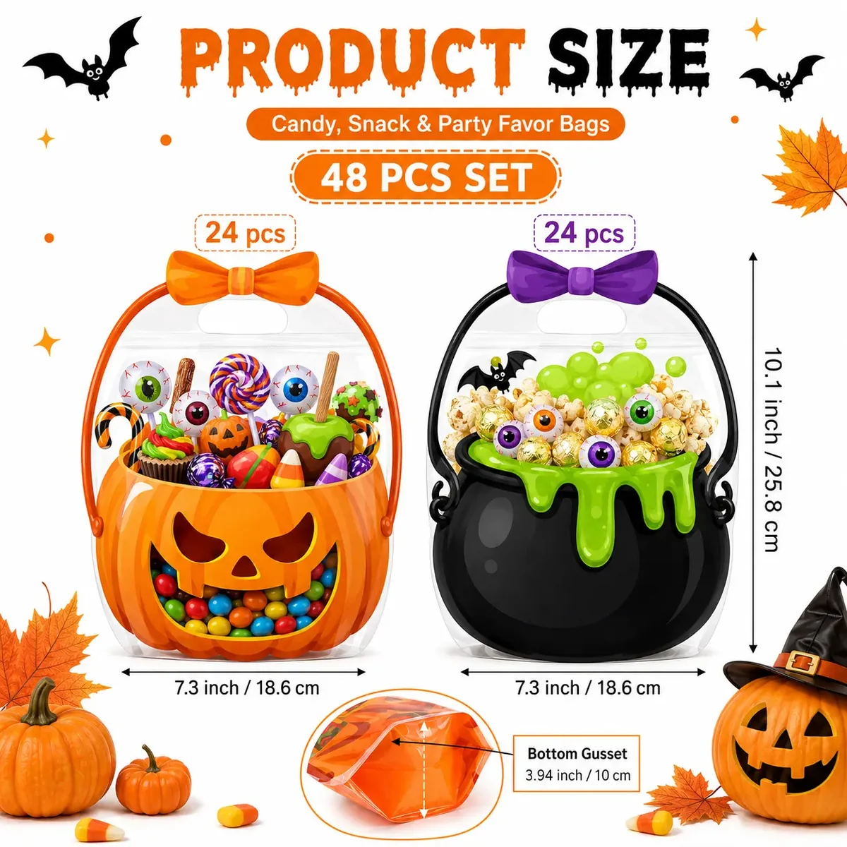 🎃Halloween Treat Bags Set for Trick or Treat Candy Party Favor Storage