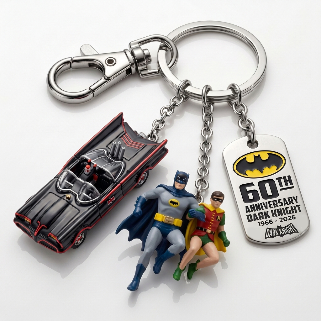 60th Anniversary Dark Knight 1966-2026 Keychain