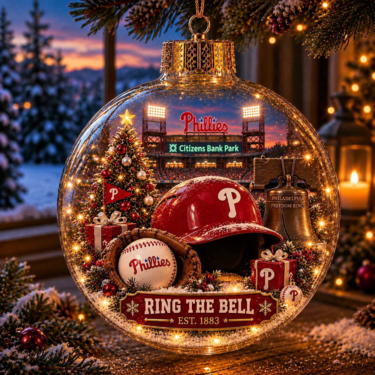 ⚾🎄 Bring the Ballpark Home — Light-Up Baseball Christmas Diorama Ornament