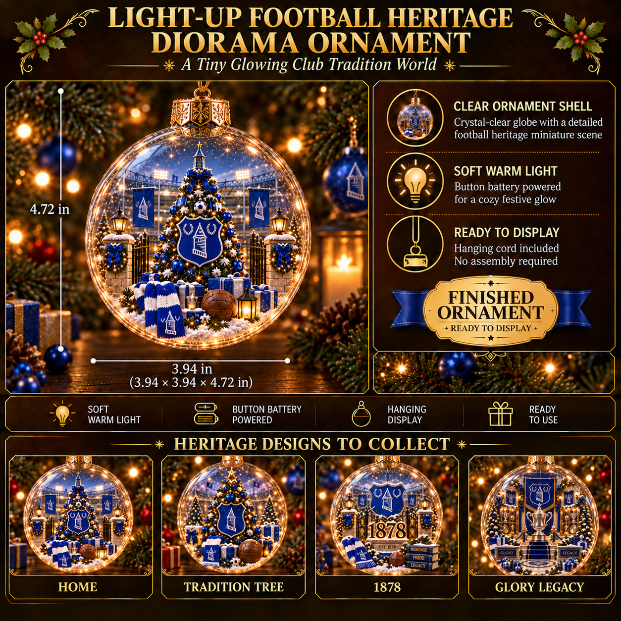 🎄 Nil Satis Nisi Optimum Light-Up Football Christmas Globe Ornament