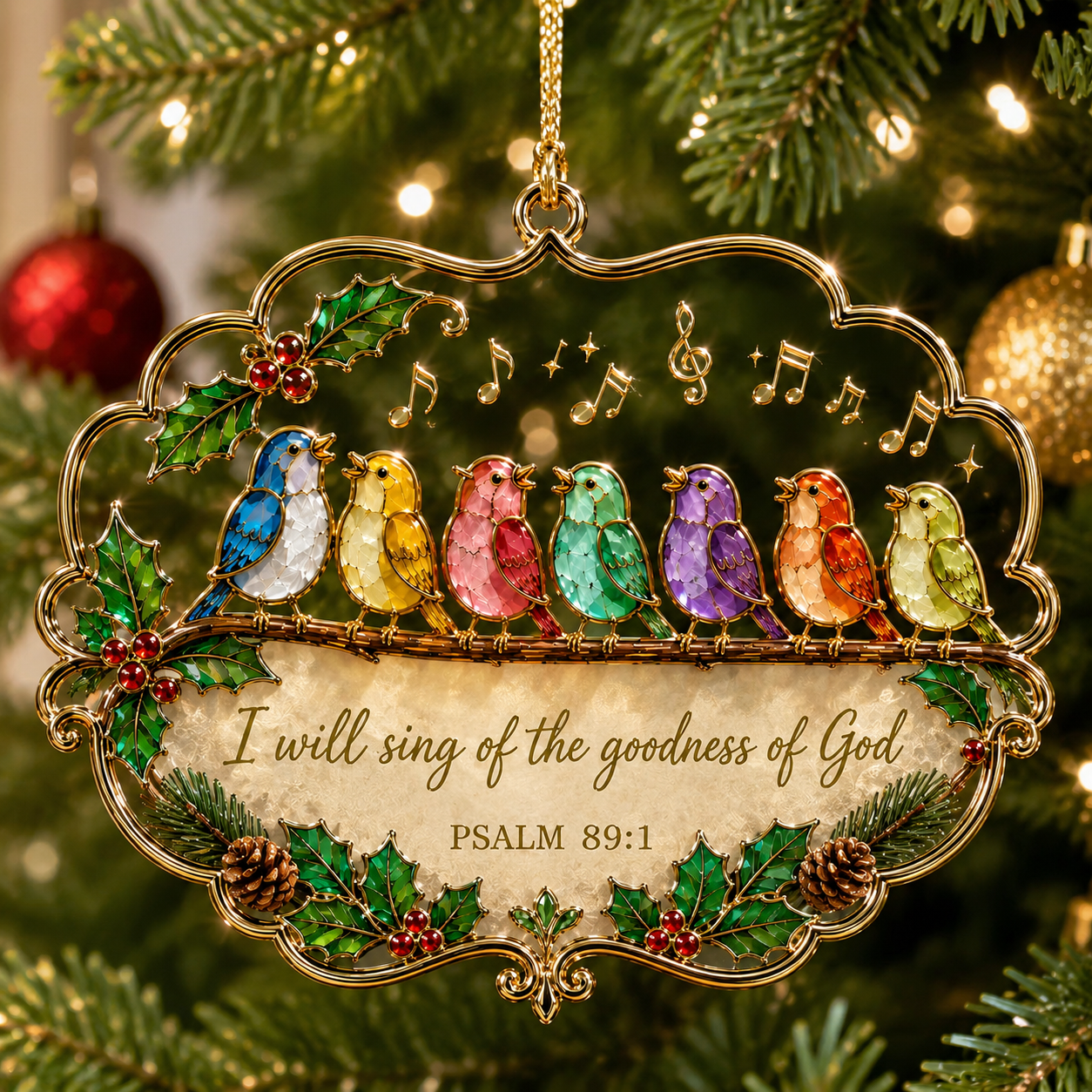 Psalm 89:1 Singing Birds Christmas Ornament