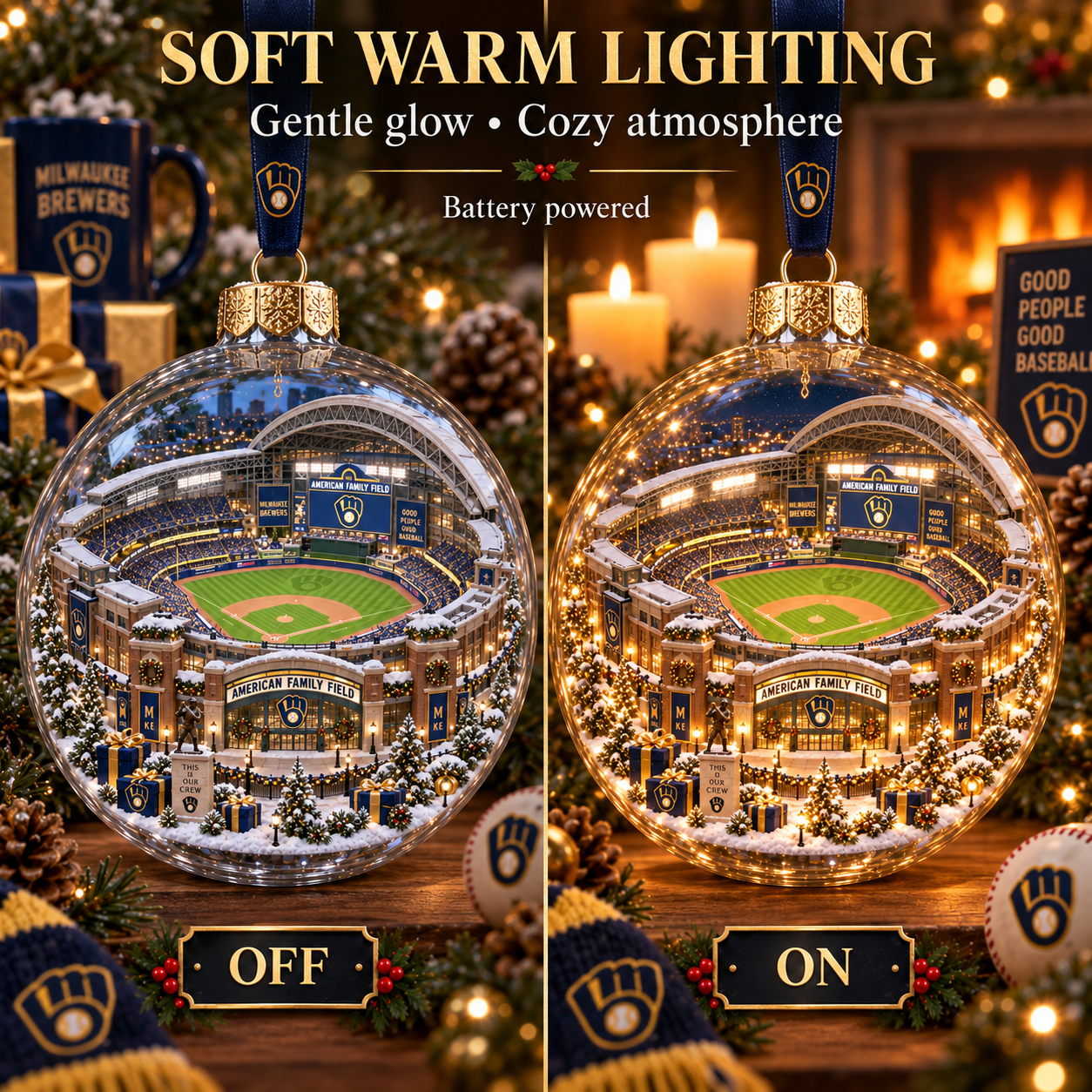 ⚾🎄 Good People. Good Baseball. – Light-Up Baseball Heritage Christmas Ornament