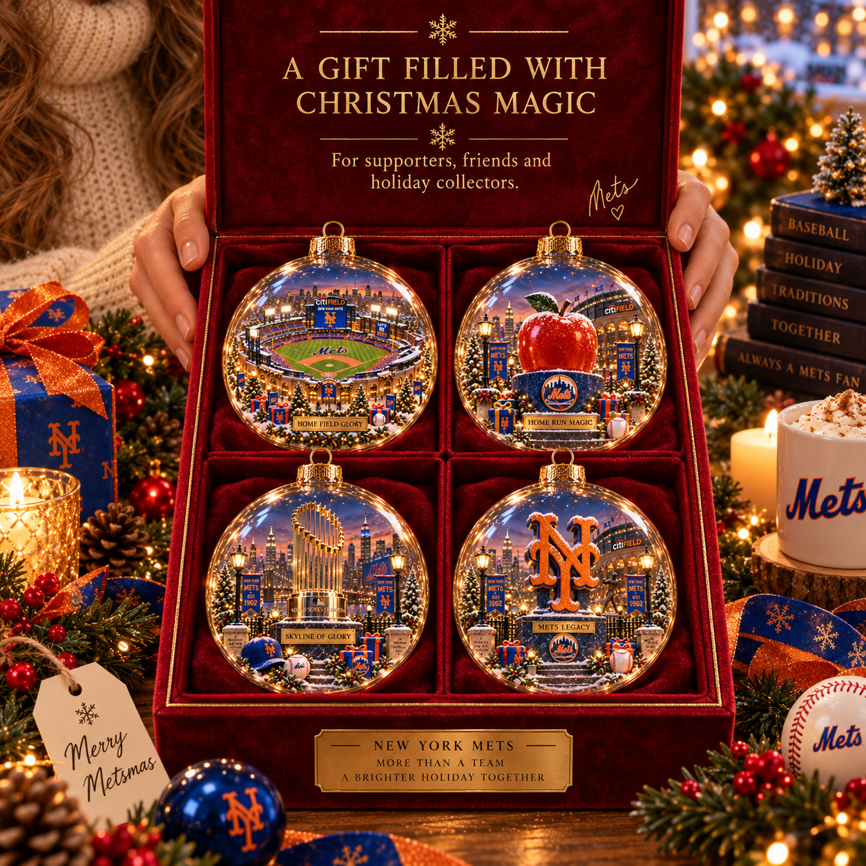🧡💙 Baseball Brings Us Together — Light-Up Baseball Diorama Ornament