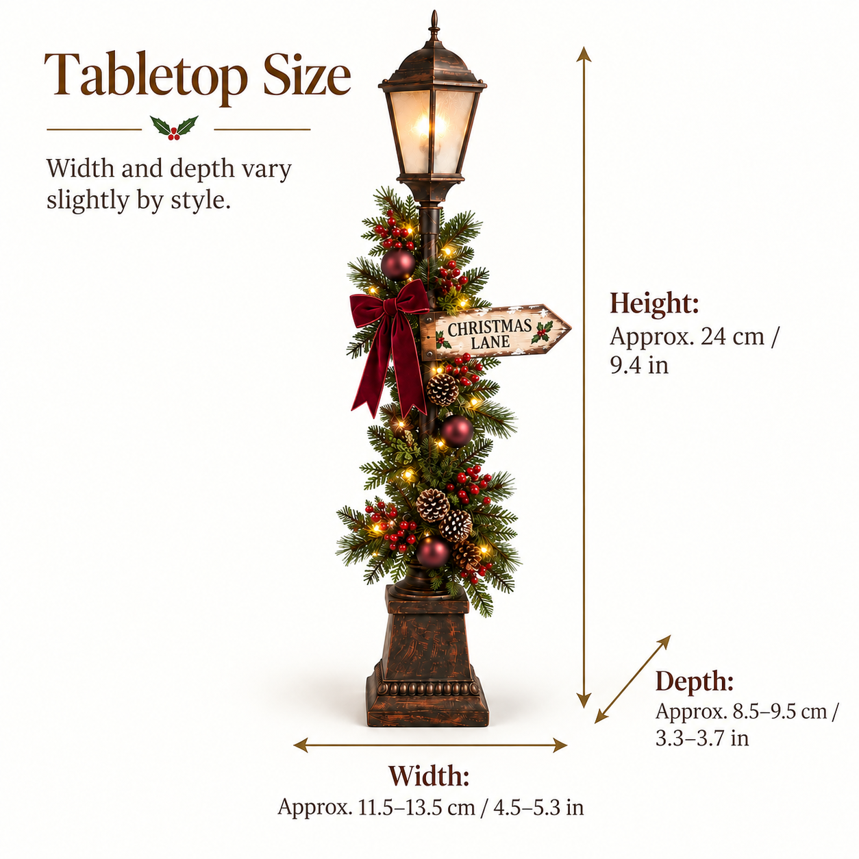 Old Christmas Streetlight – Lighted Tabletop Holiday Decor
