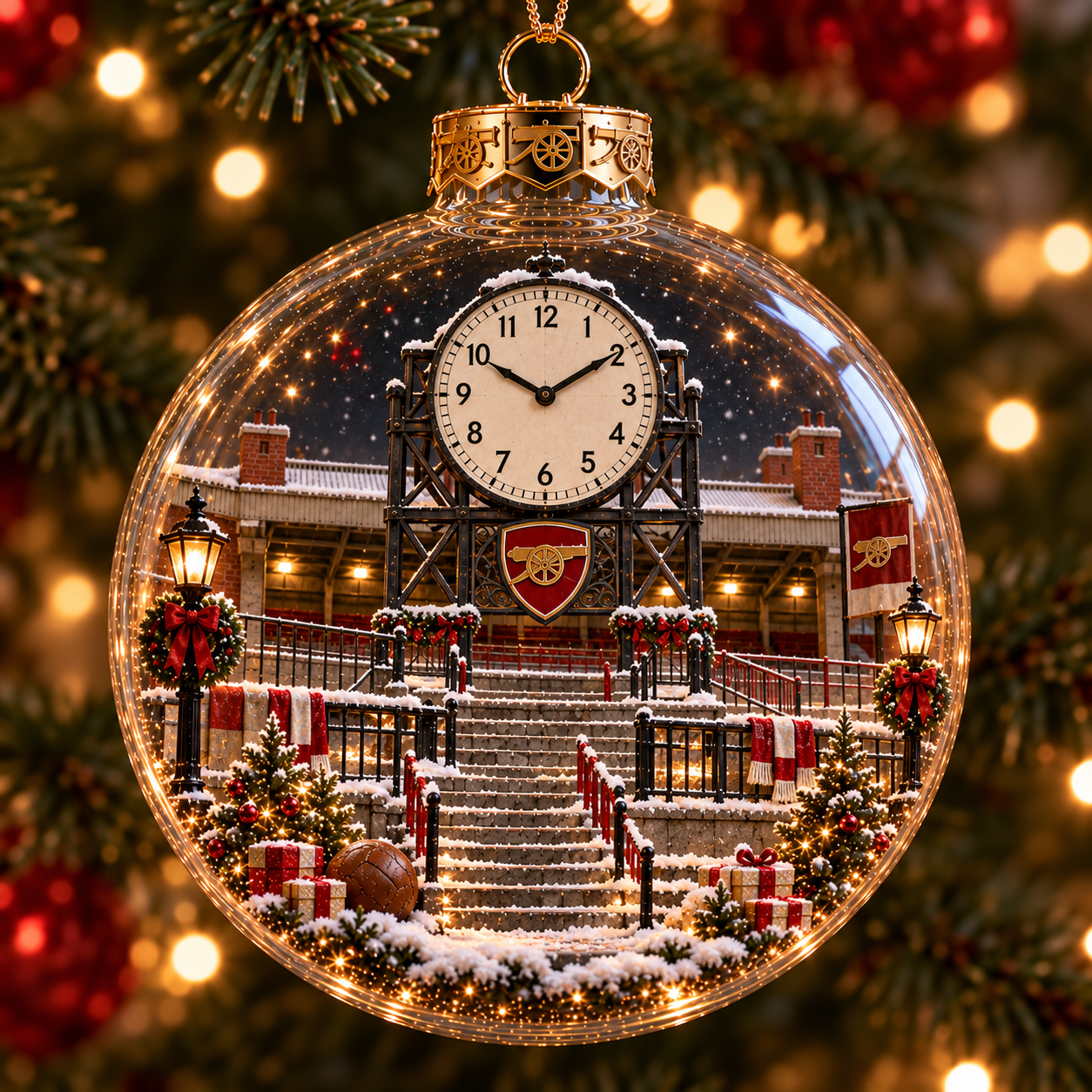 🎄 Victory Through Harmony Light-Up Football Christmas Globe Ornament