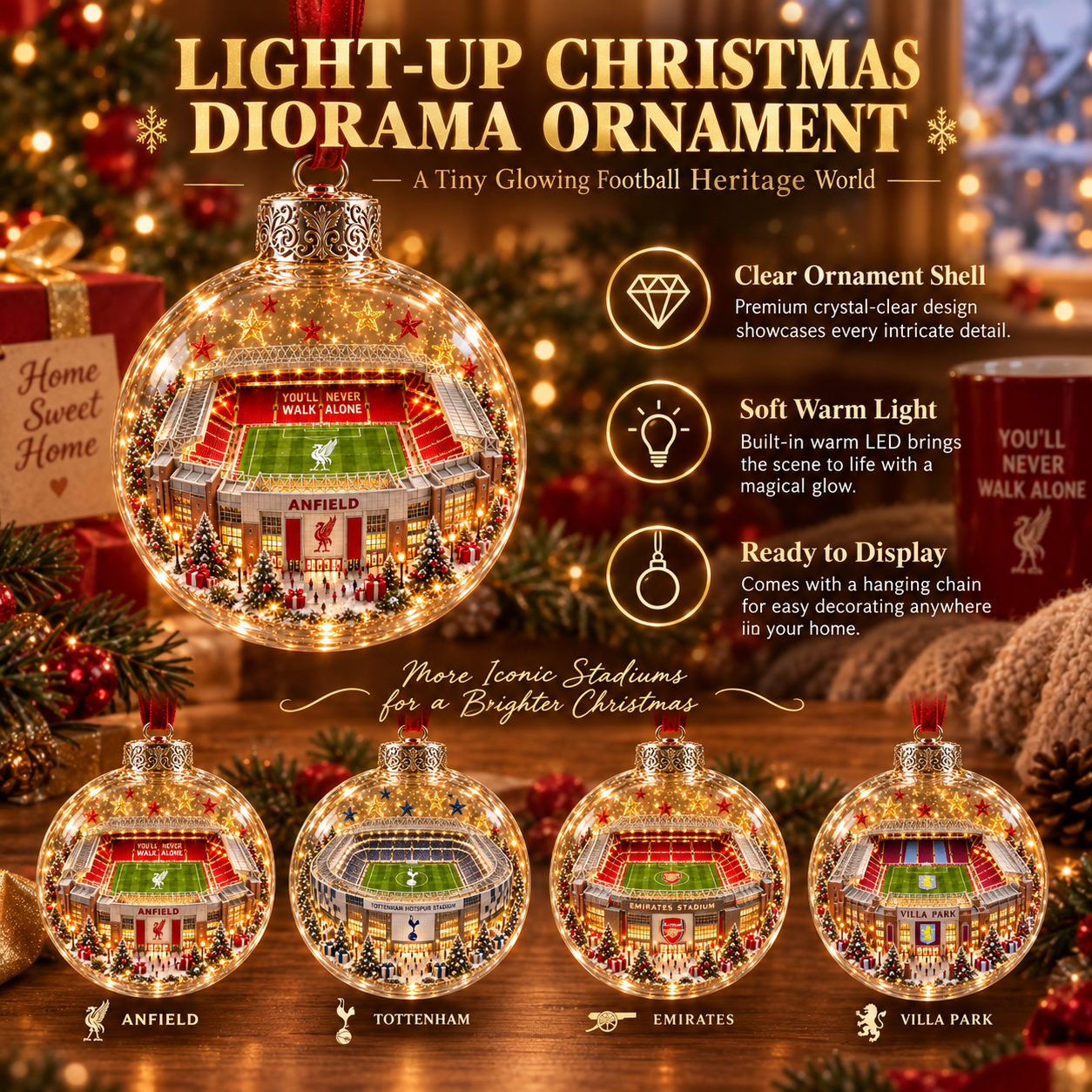 ⚽🎄 Bring the Stadium Home — Light-Up Football Stadium Christmas Ornament