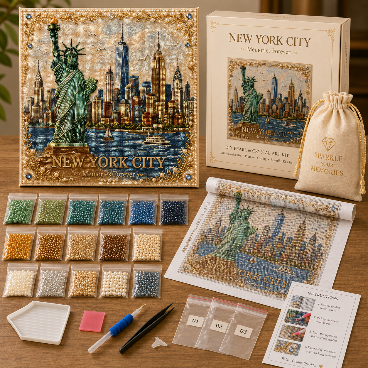 🗽 American Landmark Collection Crystal Art DIY Kit