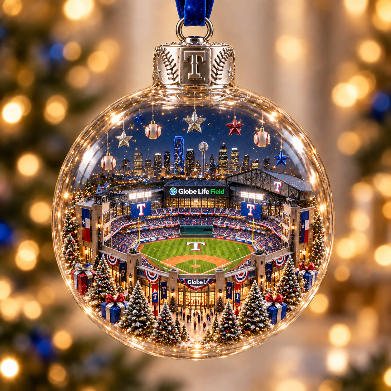 ⚾🎄 Light-Up Baseball Stadium Christmas Ornament