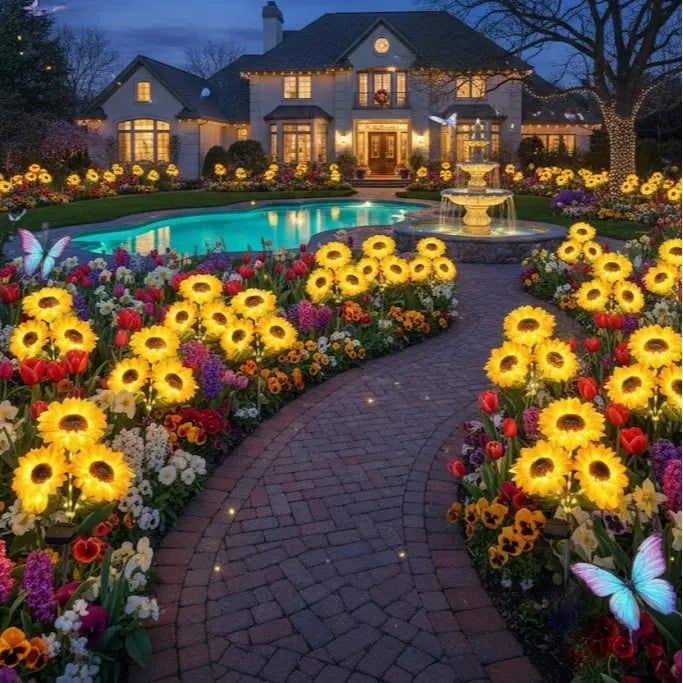 🌻 65K+ SOLD! 2026 UPGRADED Solar Sunflowers🌻Hyper-Realistic Petals, Stunning Shadow Projections & Dusk-to-Dawn Garden Mag