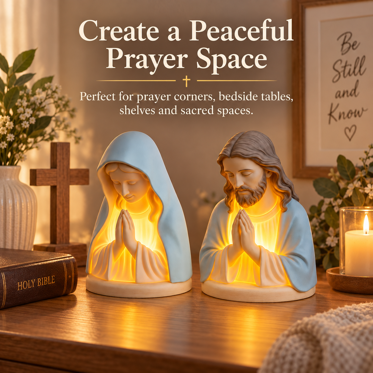 Handmade Resin Christian Prayer Night Light