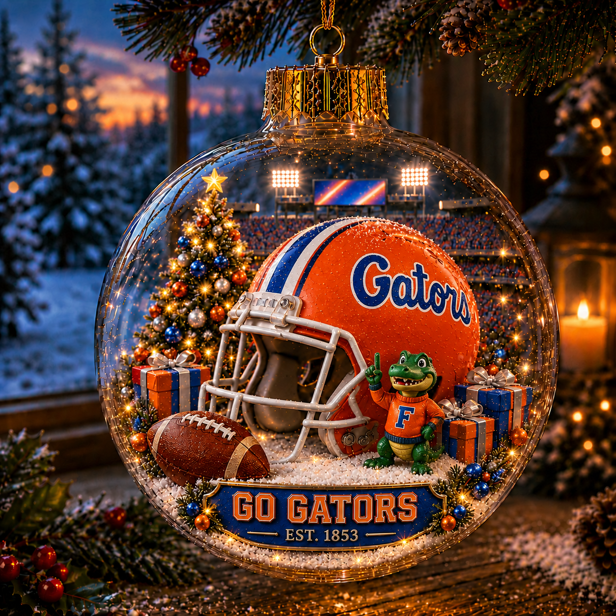 🏈🎄 Light-Up College Football Christmas Ornament
