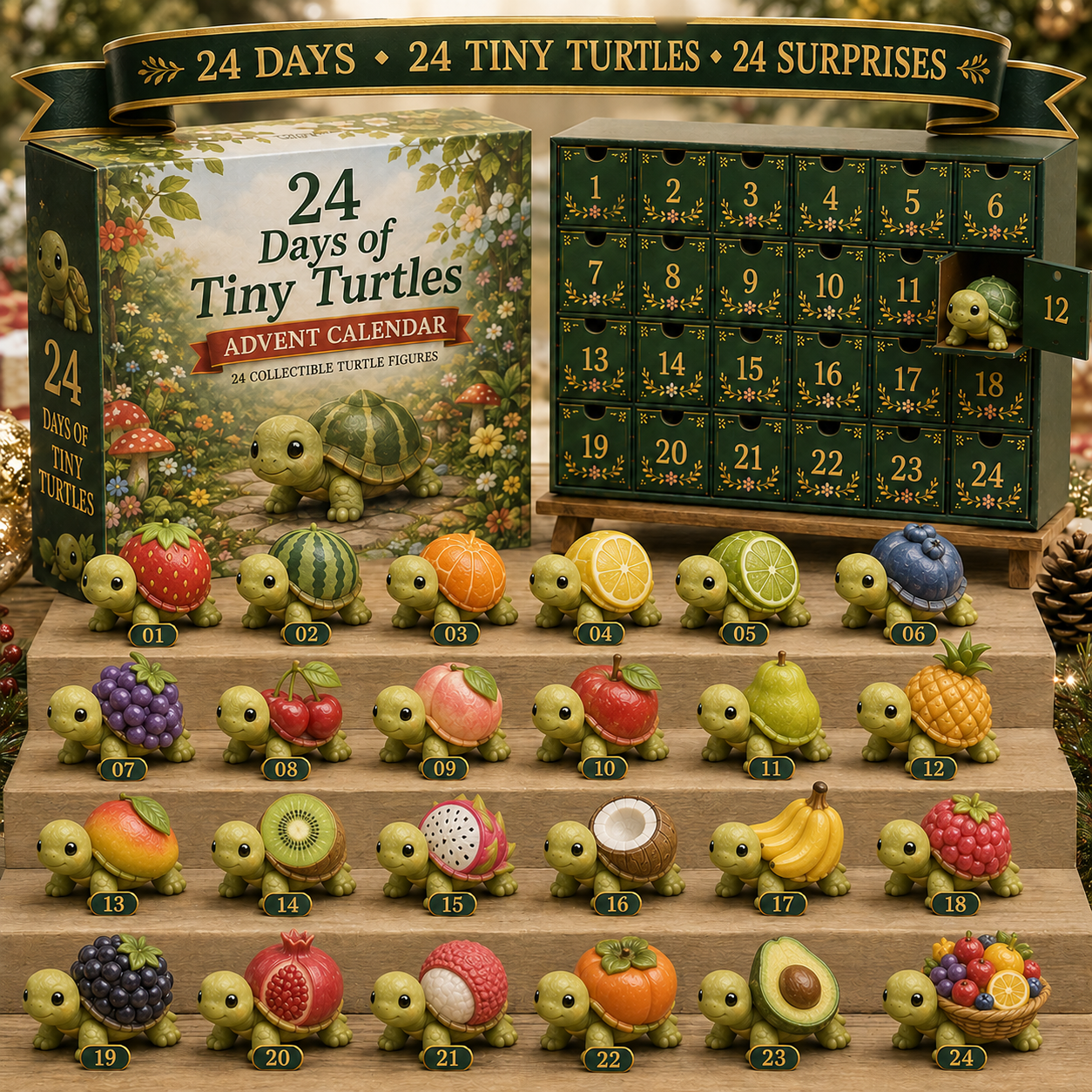 ⏳Only Today 49% Off 🔥24 Days of Fruity Animal Surprises Advent Calendar