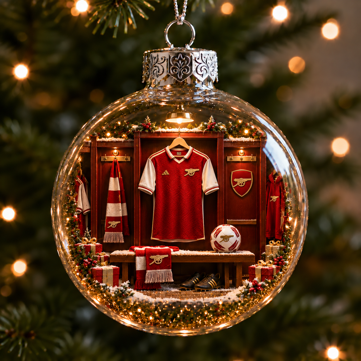 🎄 Victory Through Harmony Light-Up Football Christmas Globe Ornament