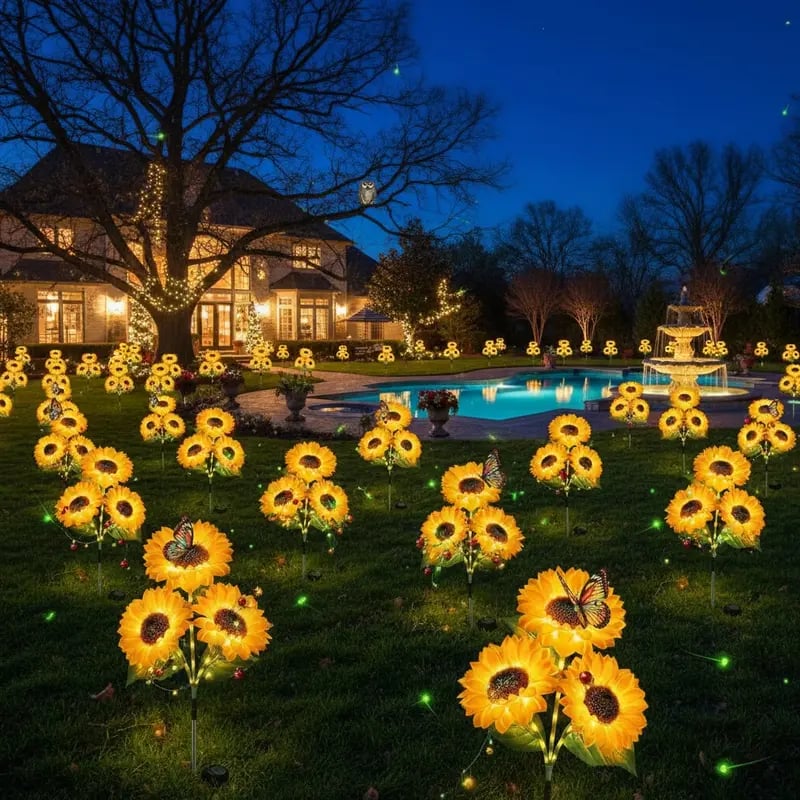 🌻 65K+ SOLD! 2026 UPGRADED Solar Sunflowers🌻Hyper-Realistic Petals, Stunning Shadow Projections & Dusk-to-Dawn Garden Mag