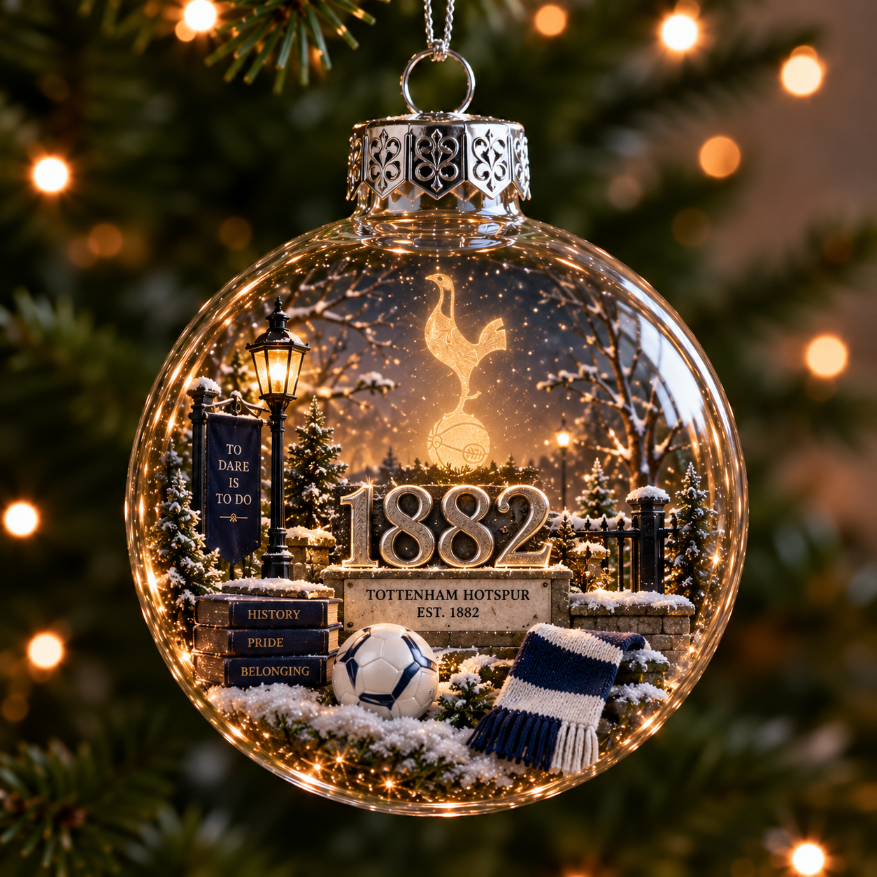 🎄 To Dare Is To Do Light-Up Football Christmas Globe Ornament