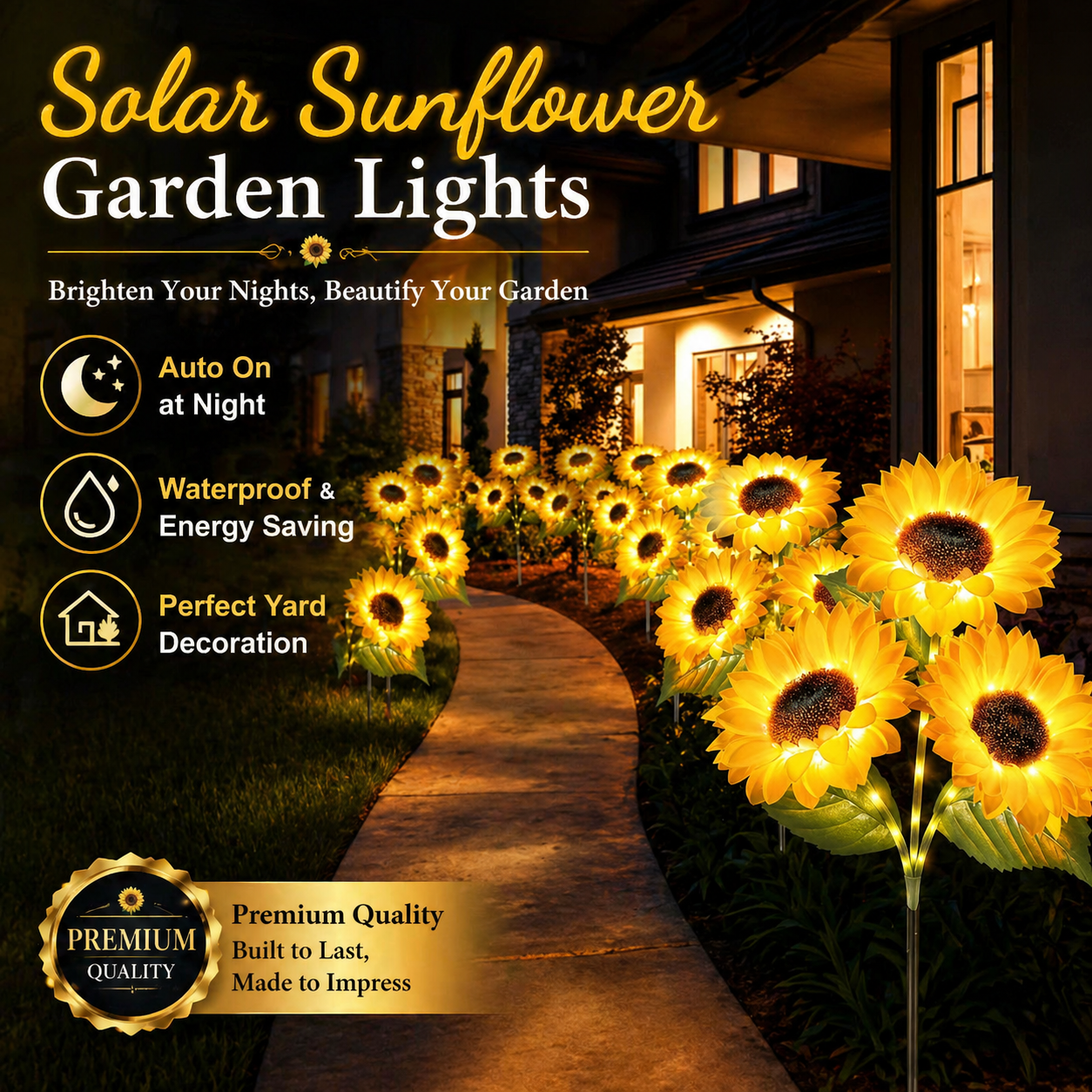 🌻 65K+ SOLD! 2026 UPGRADED Solar Sunflowers🌻Hyper-Realistic Petals, Stunning Shadow Projections & Dusk-to-Dawn Garden Mag