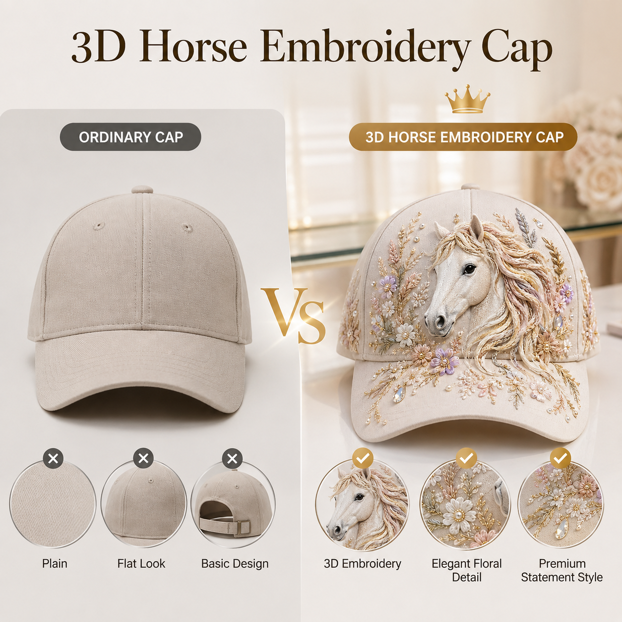 🔥 Last Day 50% OFF 🐴3D Horse Embroidery Cap