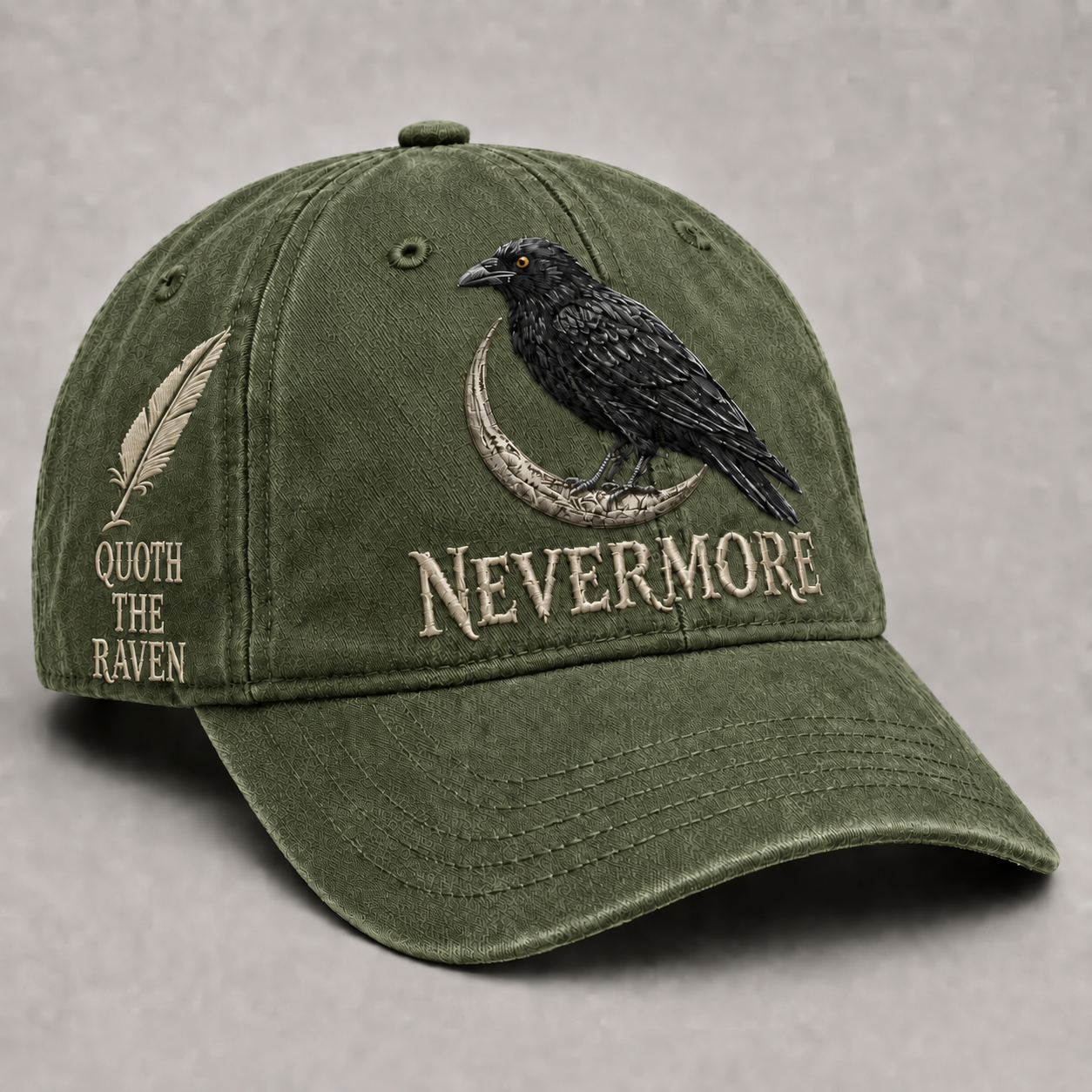 ⬛🐦Nevermore Embroidered Raven Vintage Cap | Gothic Bird Lover Hat